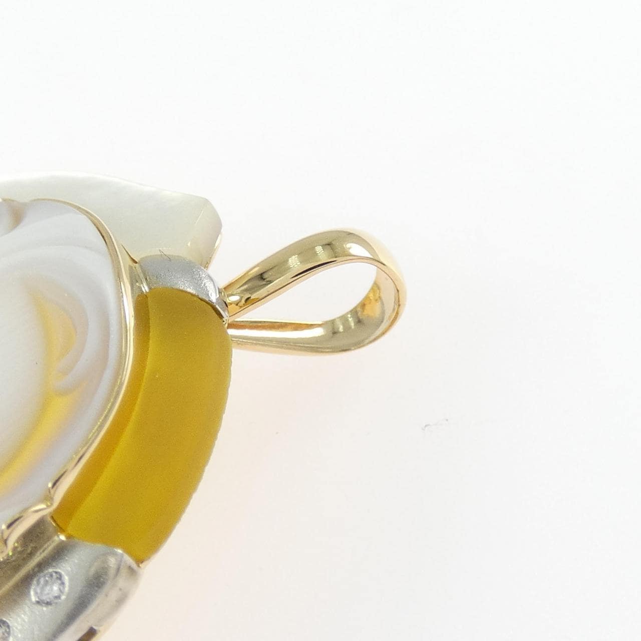 K18YG/PT900 メノウカメオ ブローチ