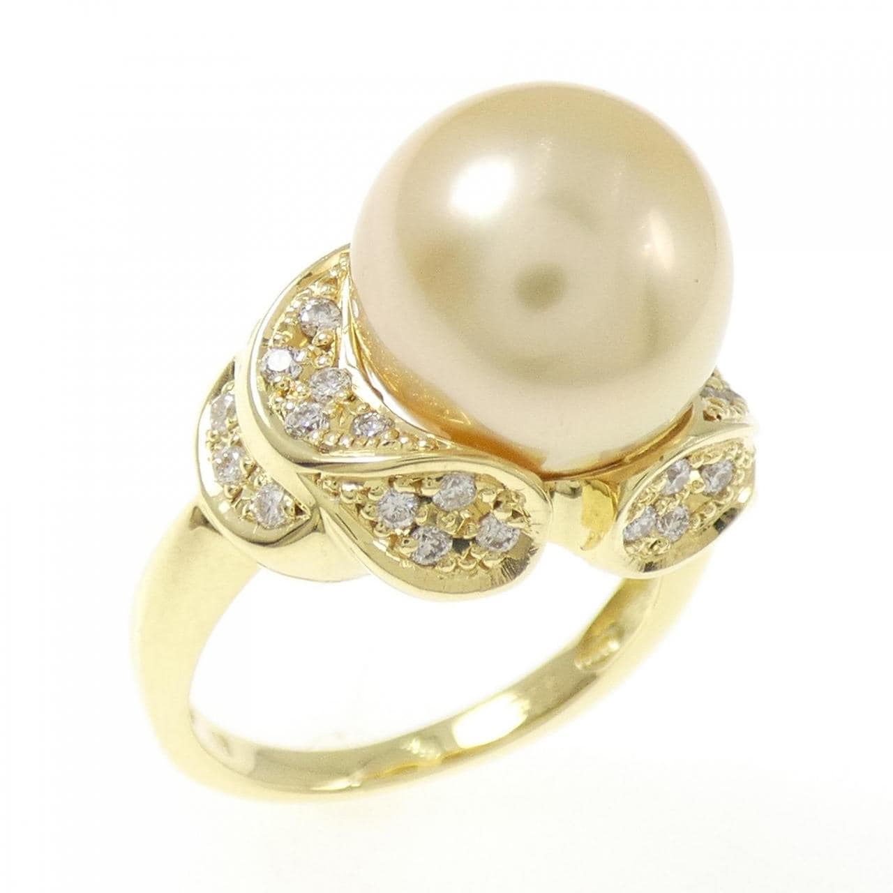 K18YG 白蝶パール リング 10.6mm