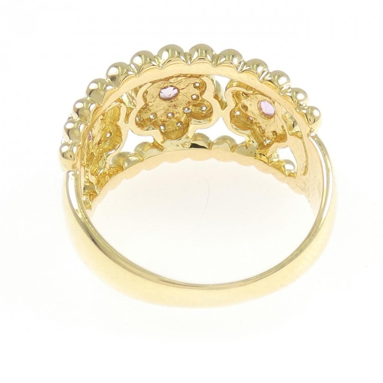 K18YG フラワー サファイヤ リング 0.34CT