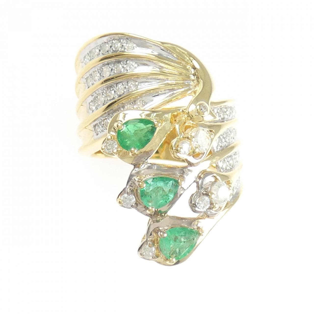 K18YG/K18WG エメラルド リング 0.89CT