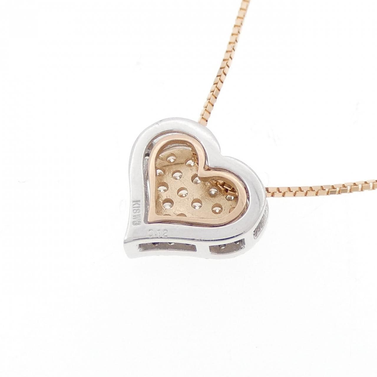 K18PG/K18WG 2WAY ハート ダイヤモンド ネックレス 0.19CT