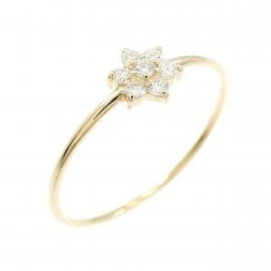 【リメイク】K18YG フラワー ダイヤモンド リング 0.10CT