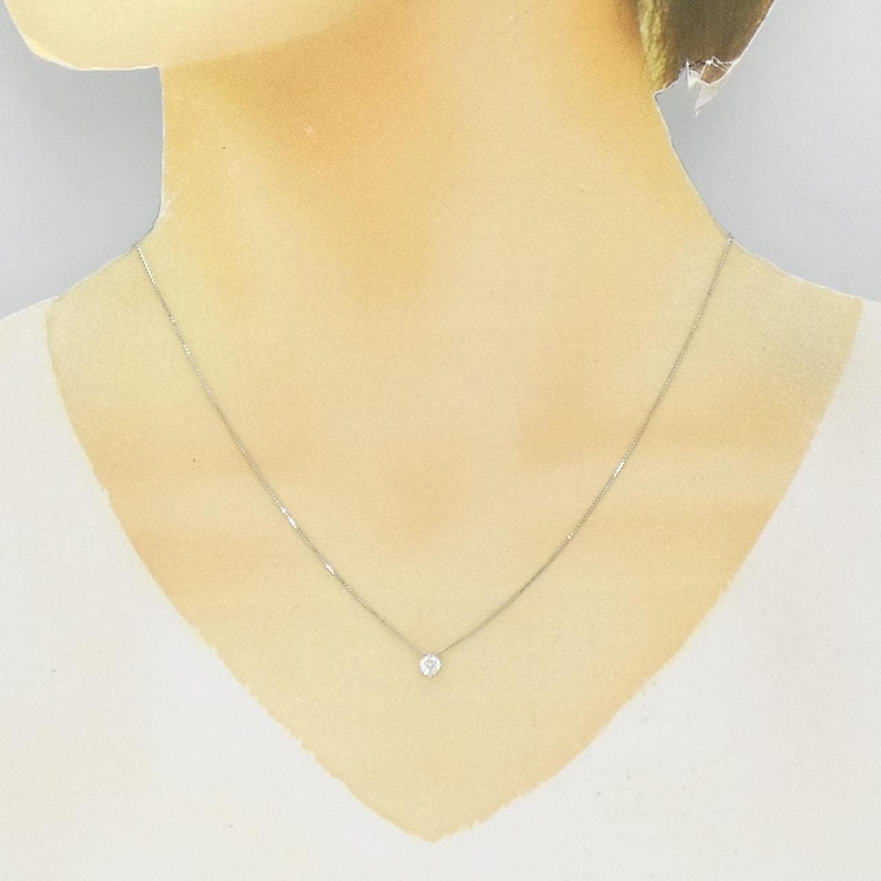 K18WG ソリティア ダイヤモンド ネックレス 0.20CT