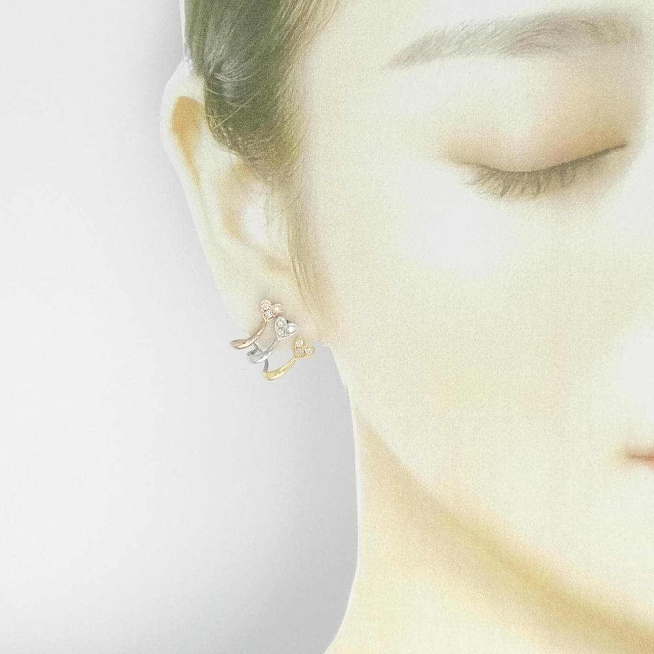 K18YG/PT950/K18PG/PT900 ダイヤモンド ピアス 0.25CT 片耳