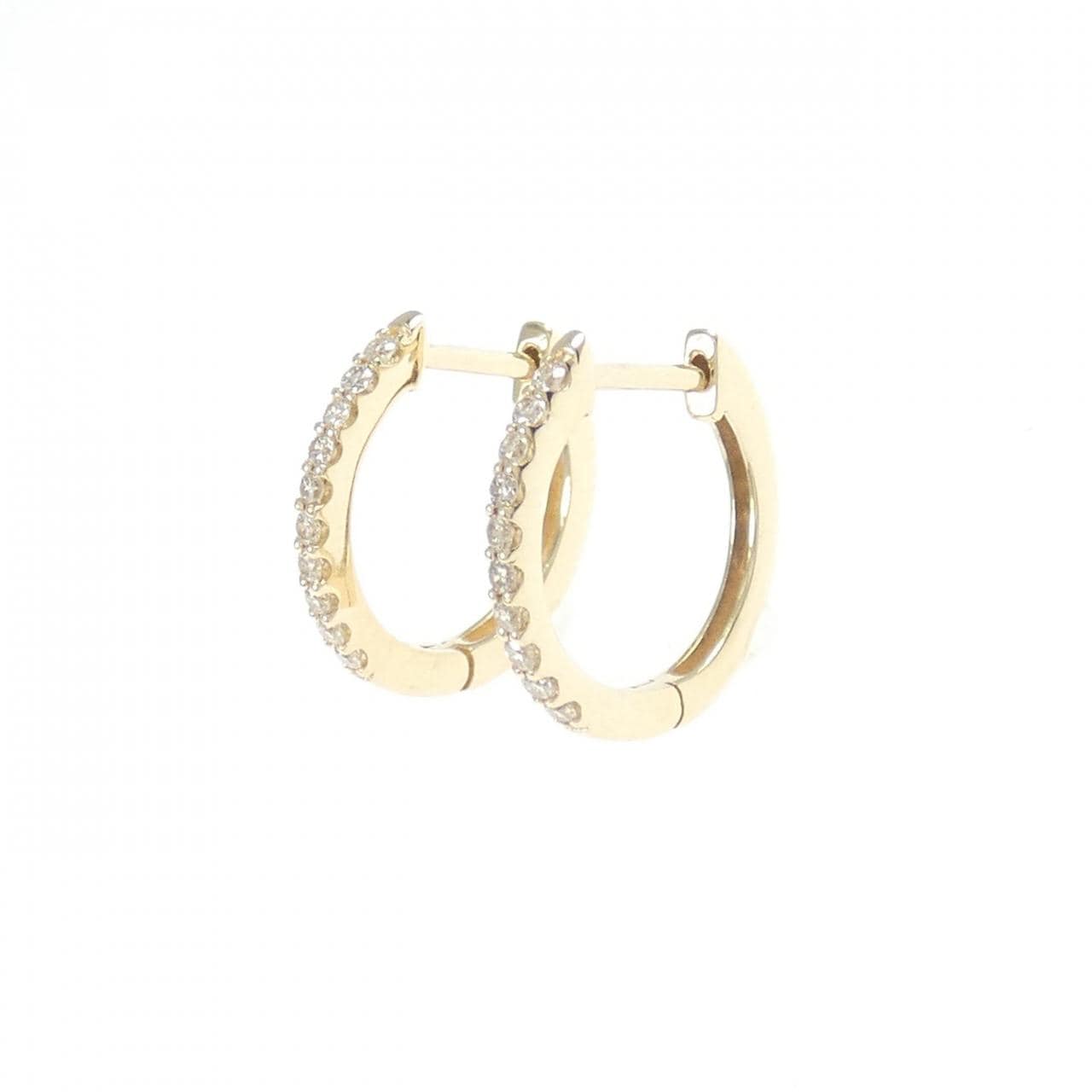K10YG ダイヤモンド フープ ピアス 0.14CT