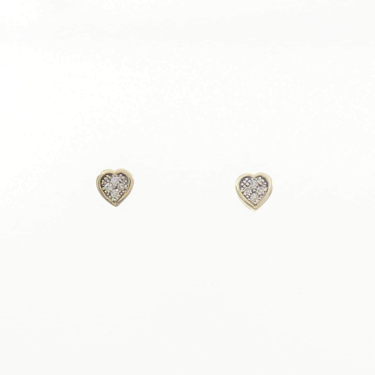K10YG/K10WG ハート ダイヤモンド ピアス