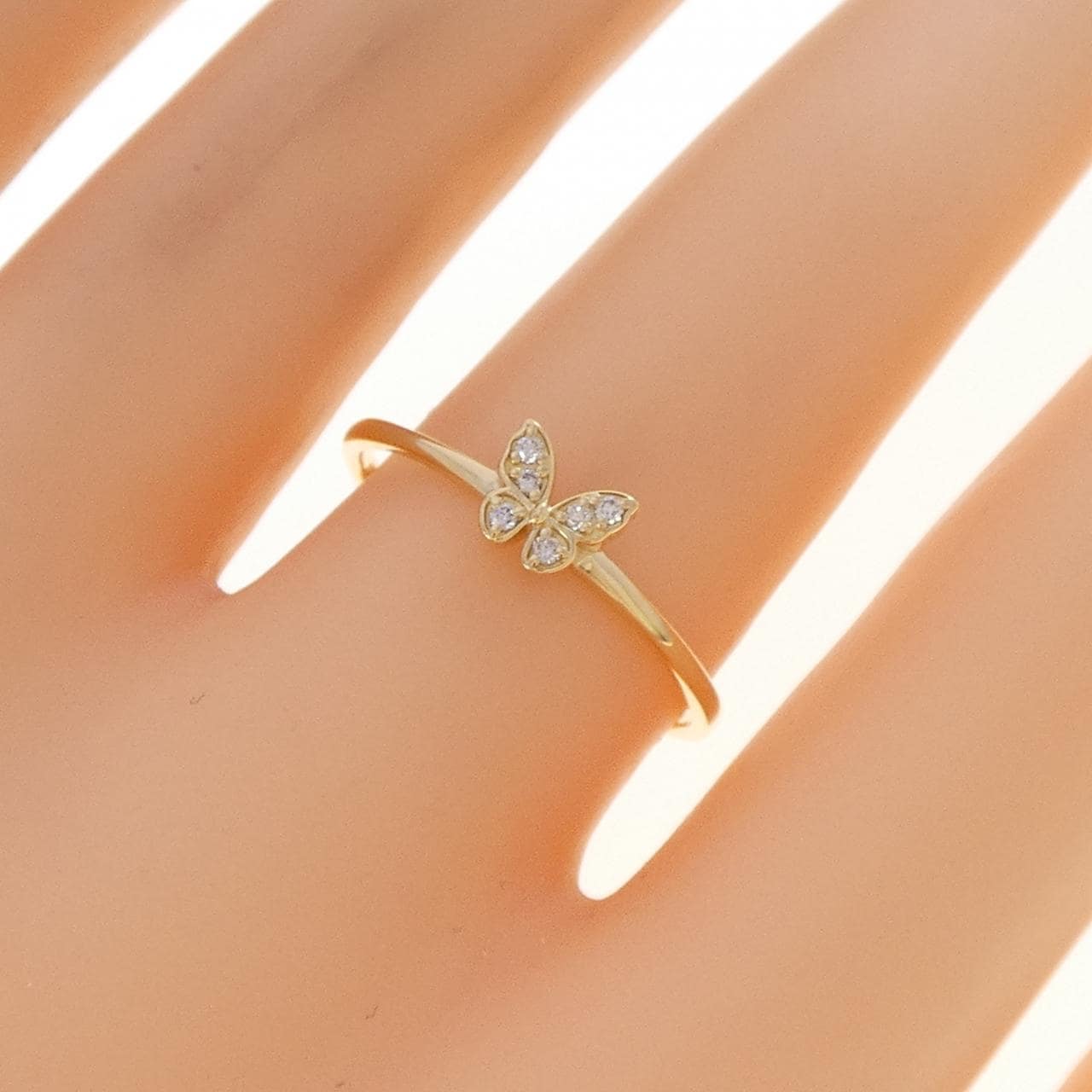 K18YG バタフライ ダイヤモンド リング 0.03CT