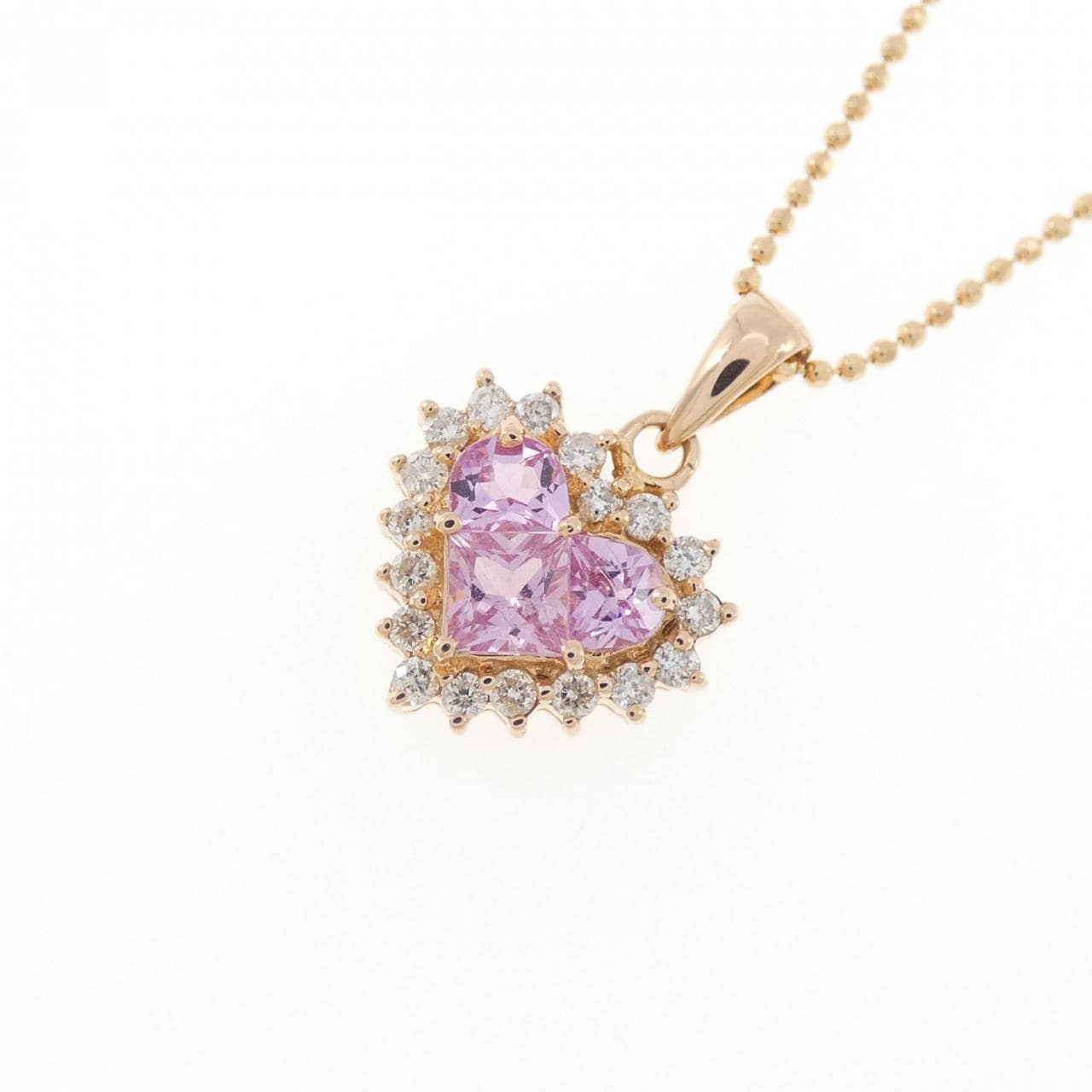 K18PG ハート サファイヤ ネックレス 0.73CT