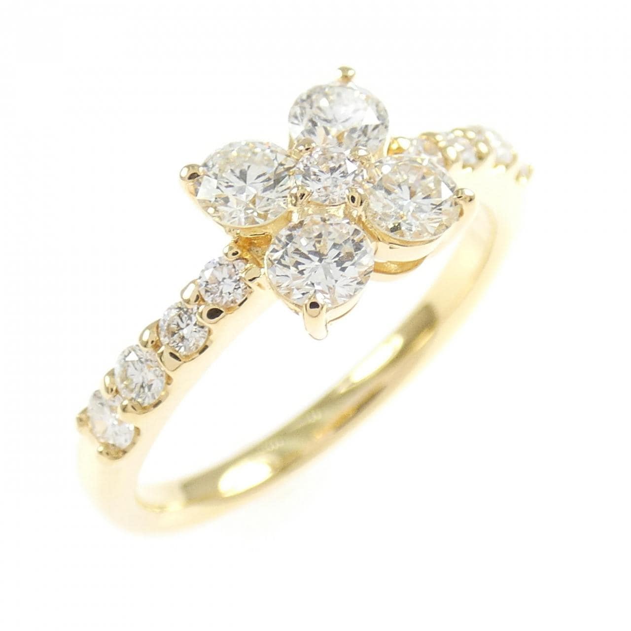 K18YG フラワー ダイヤモンド リング 0.70CT