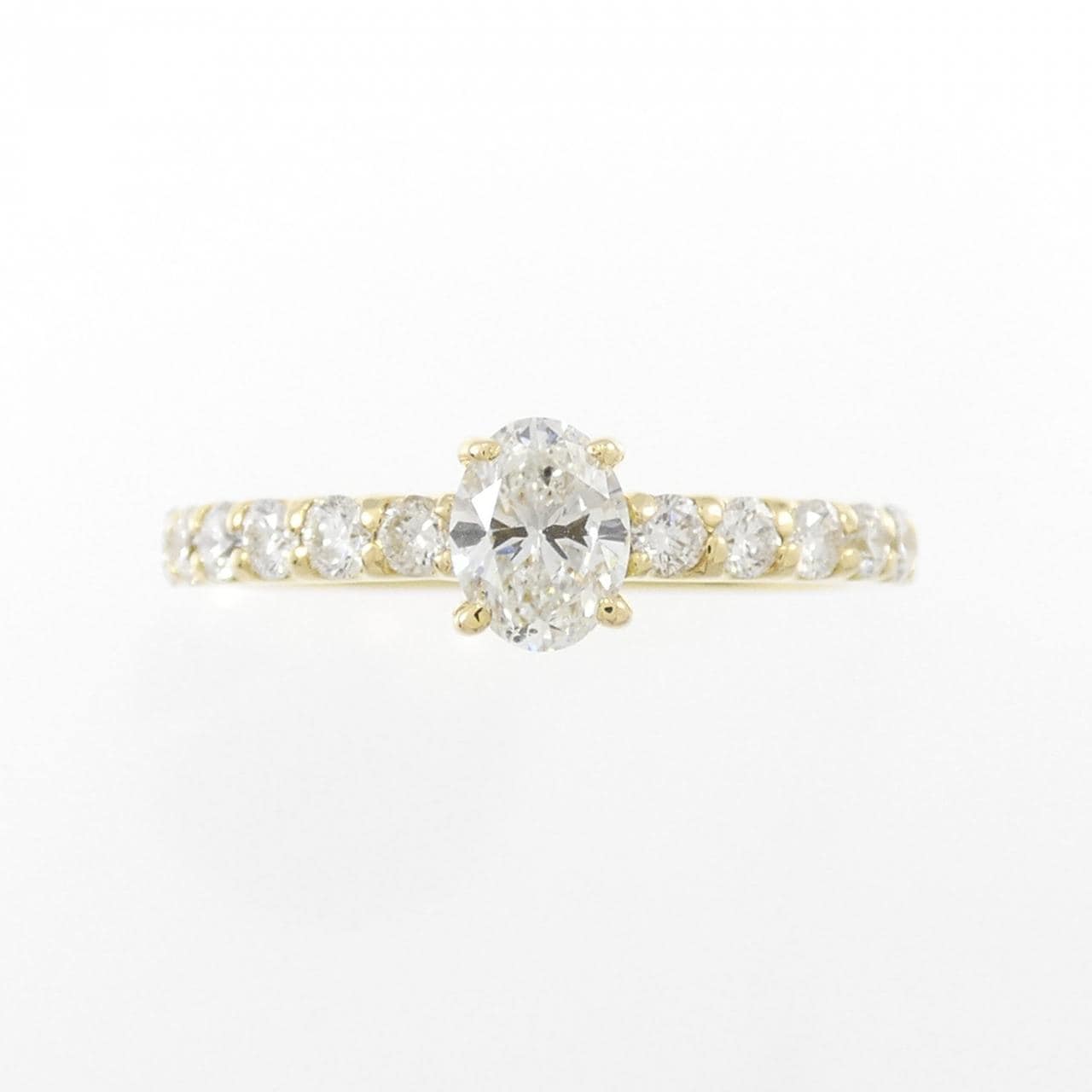 K18YG Diamond Ring 0.372CT F SI2 Oval Cut