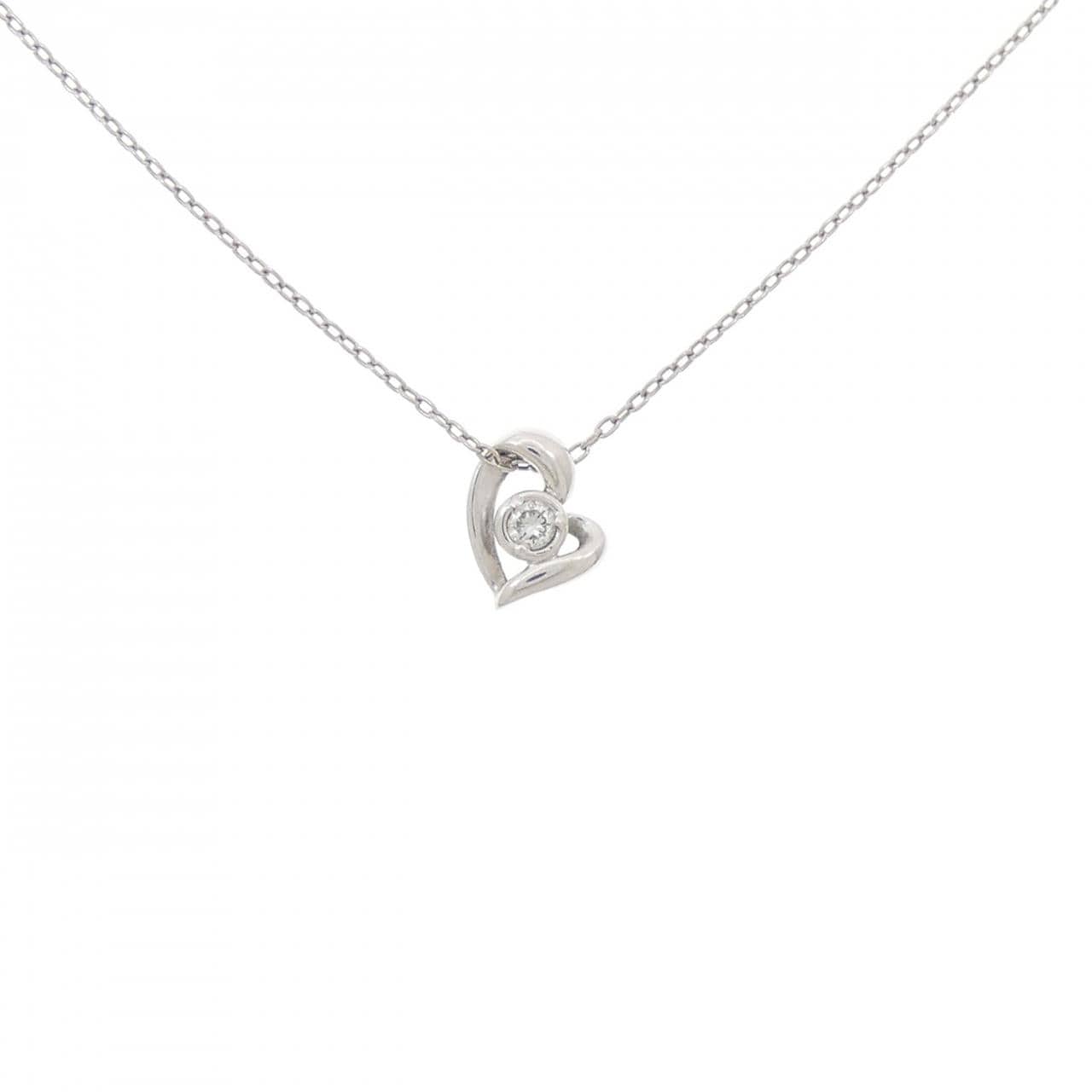 PT900/PT850 ハート ダイヤモンド ネックレス 0.05CT