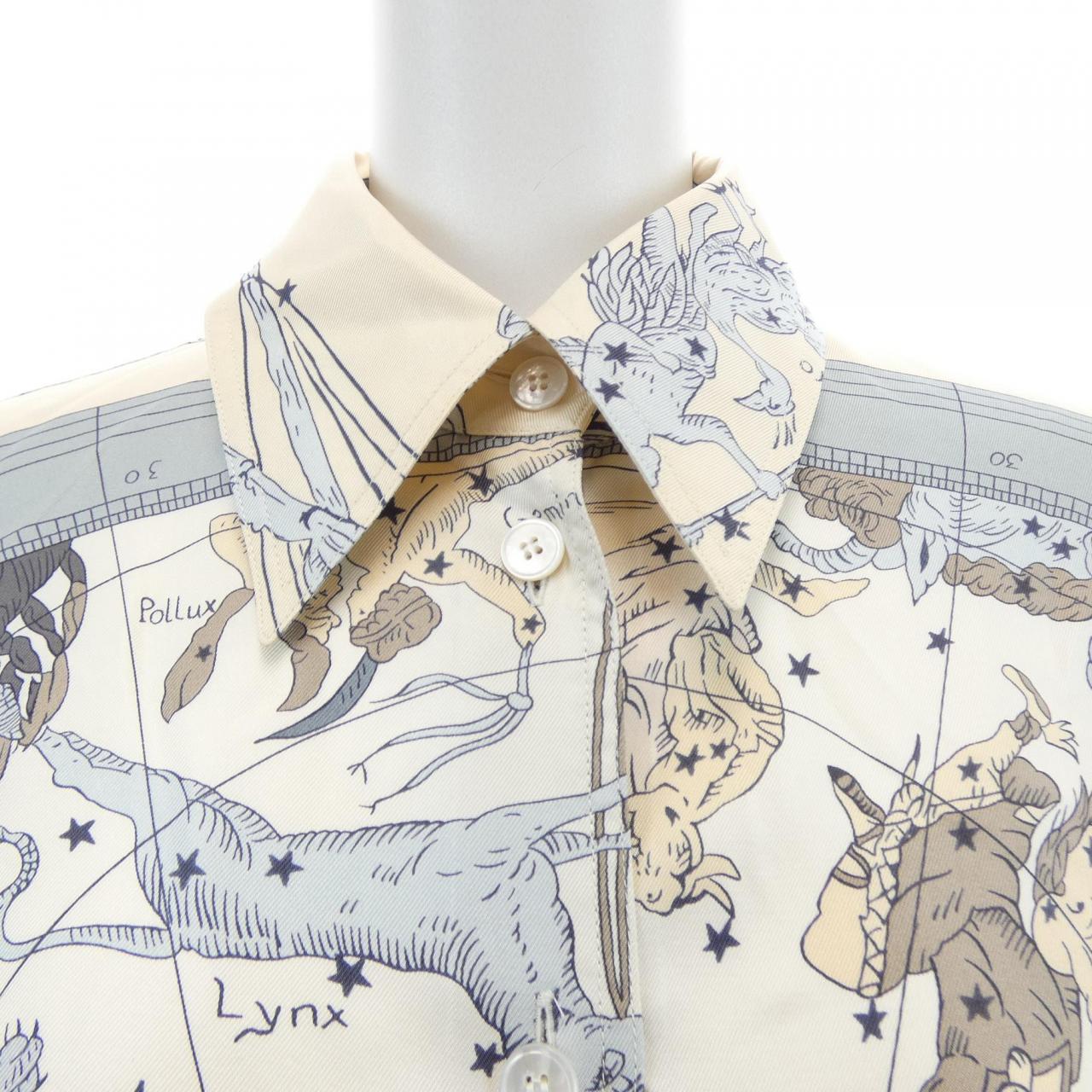 【ヴィンテージ】エルメス HERMES HEMI SPHARIUM COELI BOREALE ツイルレーヌ. シャツ