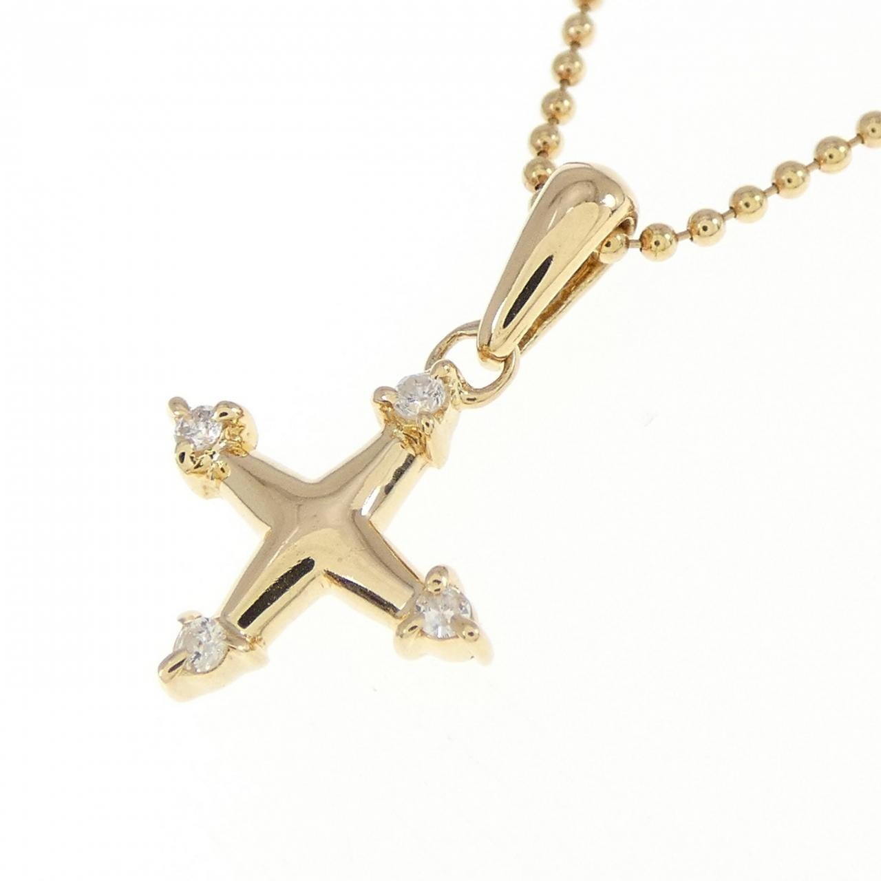 K18YG クロス ダイヤモンド ネックレス 0.04CT