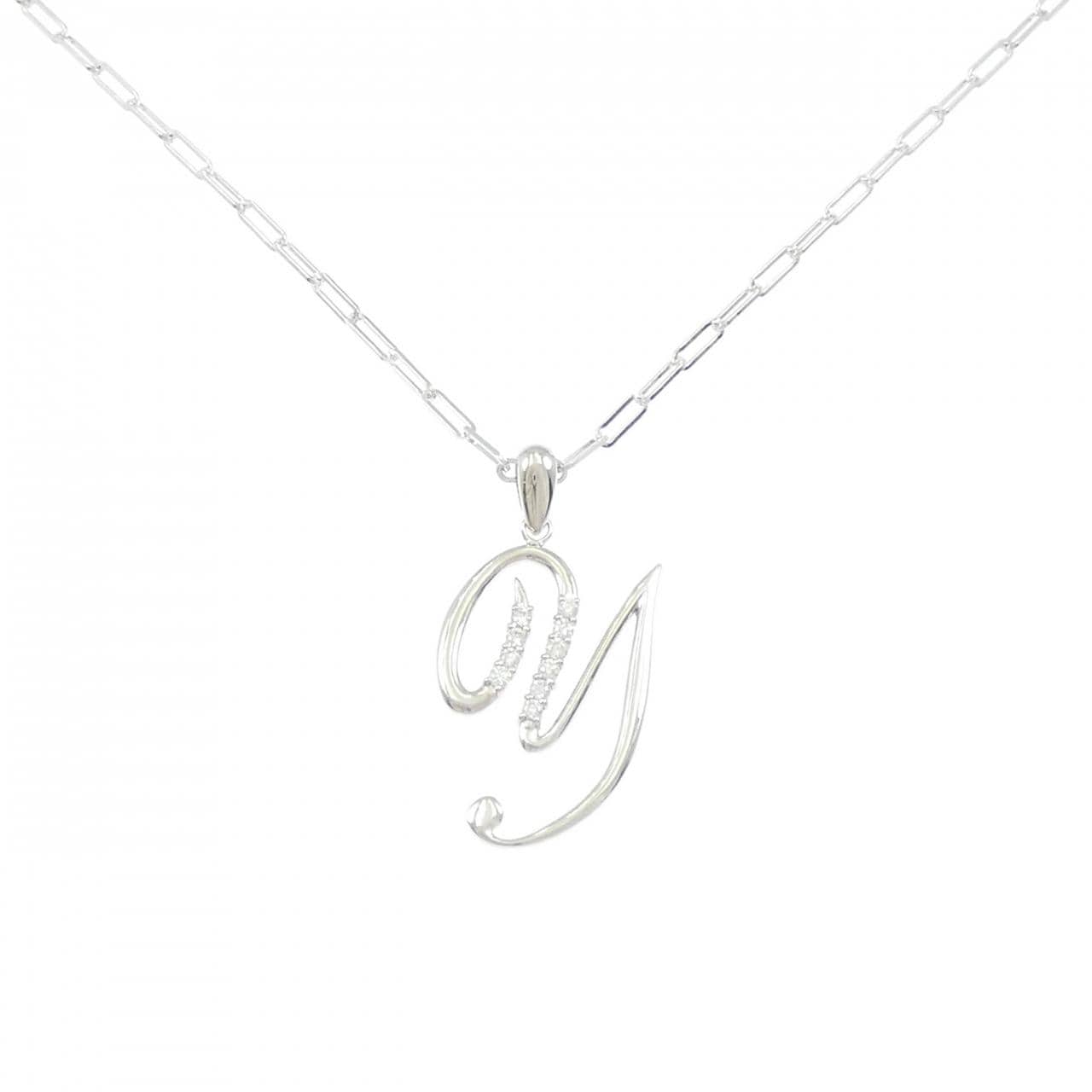 K18WG イニシャルY ダイヤモンド ネックレス 0.32CT