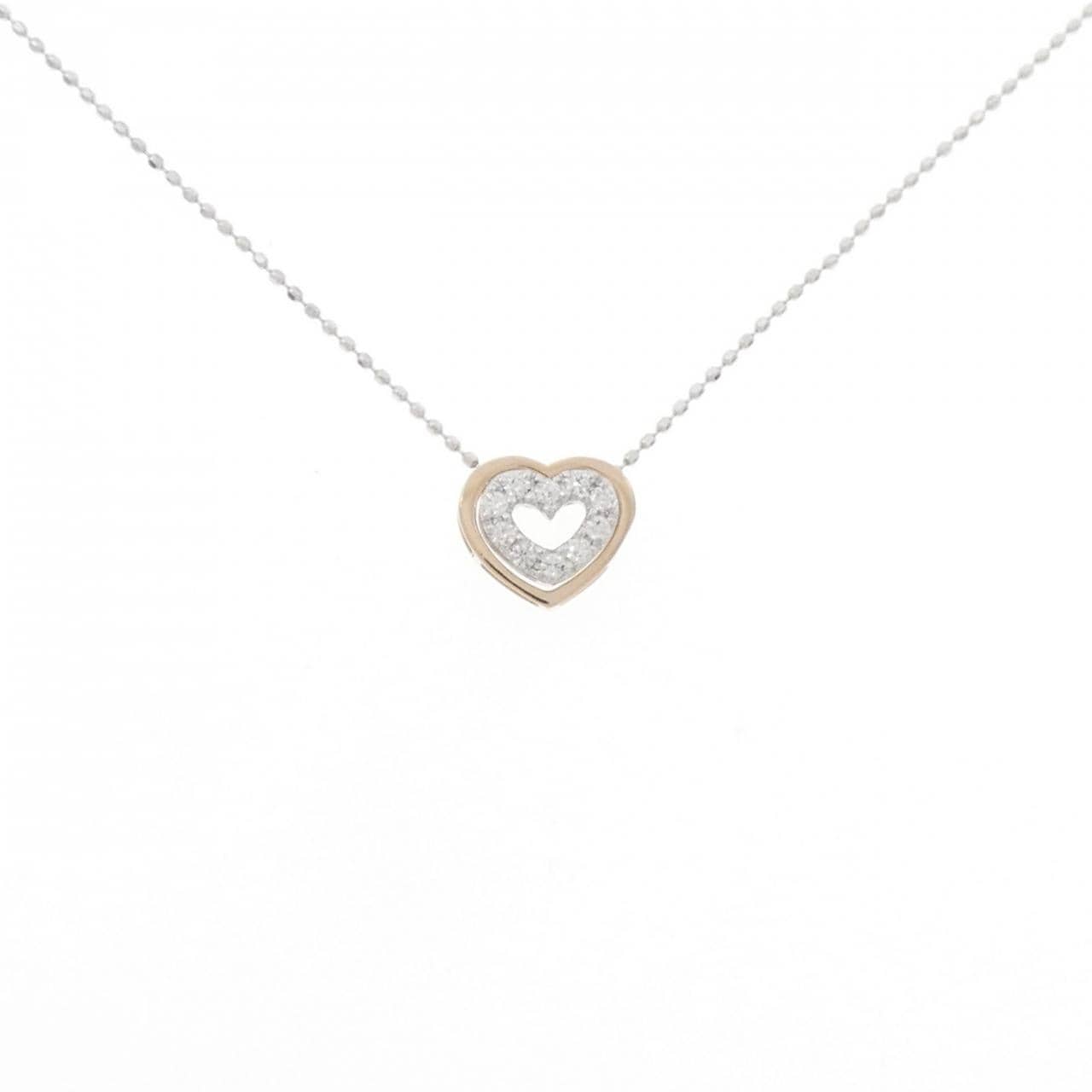 K18PG/K18WG 2WAY ハート ダイヤモンド ネックレス 0.09CT