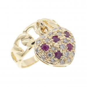 K18YG ハート ルビー リング