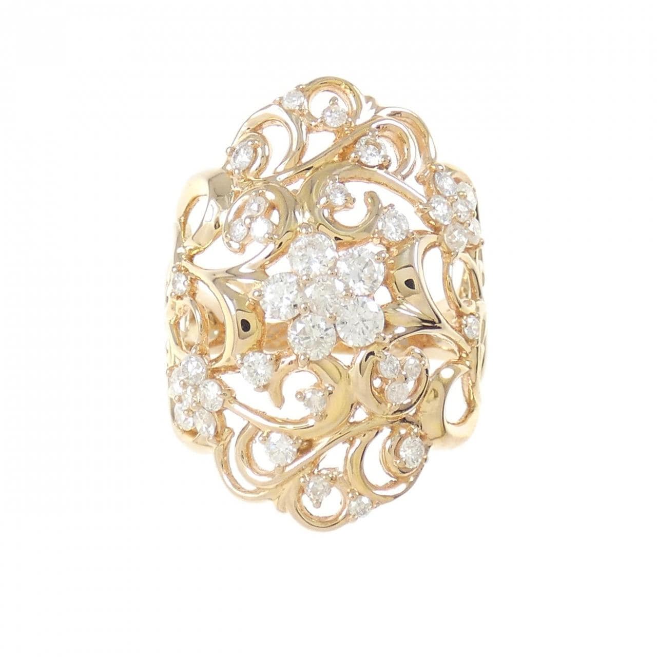 K18PG Flower Diamond Ring 0.80CT