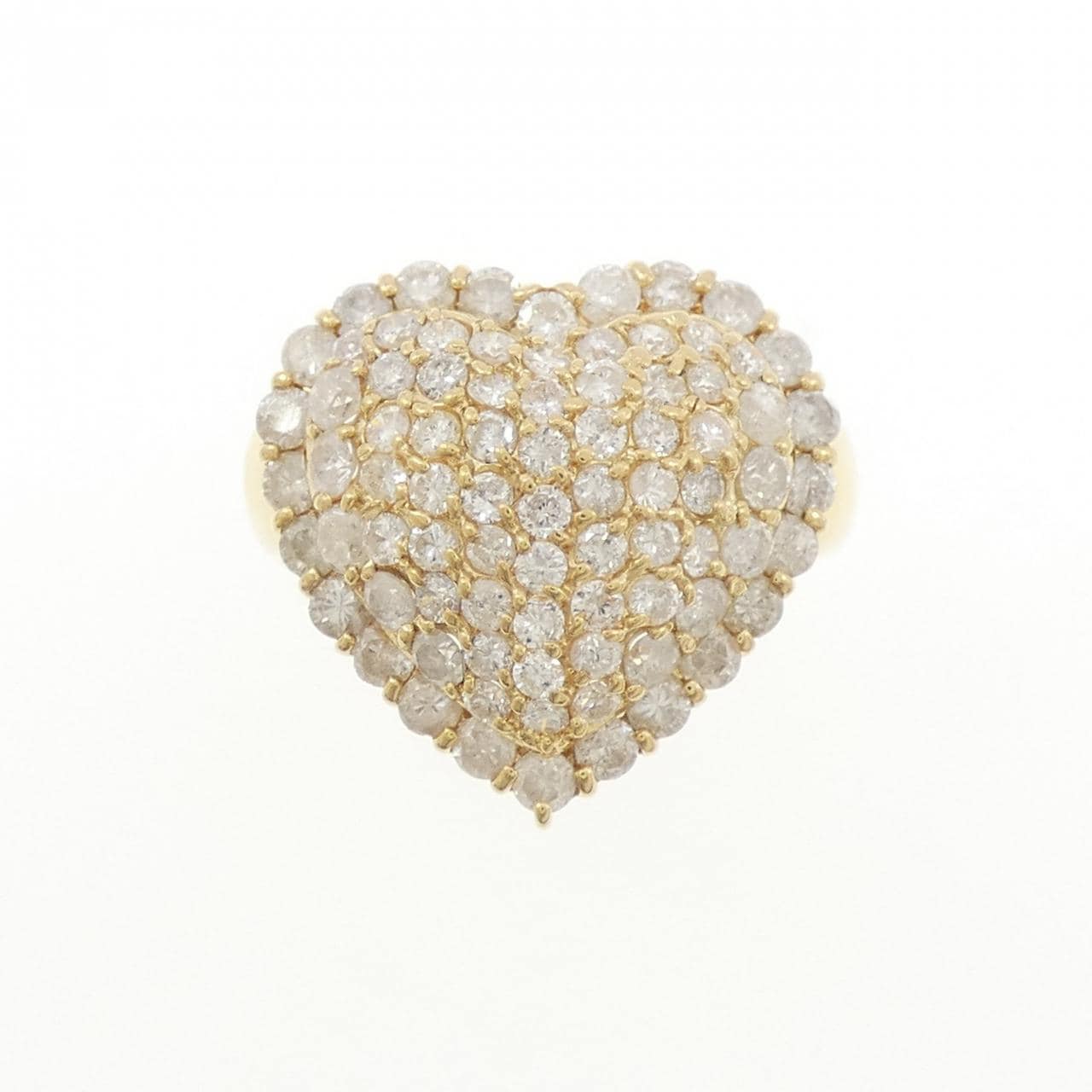 K18YG ハート パヴェ ダイヤモンド リング 1.80CT