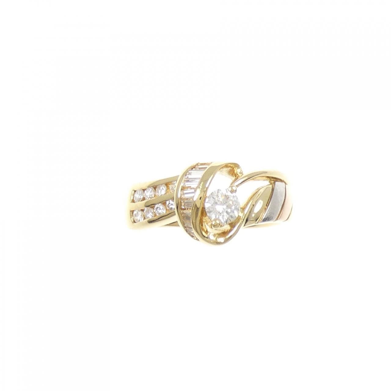 K18YG/PT900/K18PG ダイヤモンド リング 0.50CT