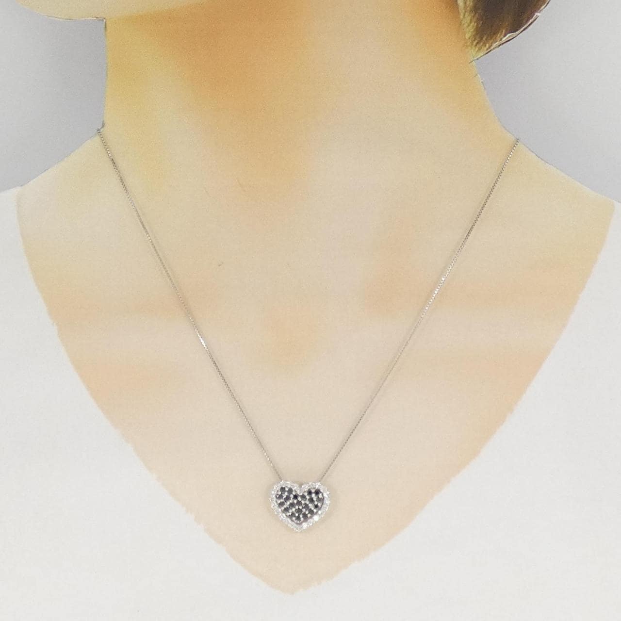 K18WG 2WAY ハート ダイヤモンド ネックレス 0.53CT