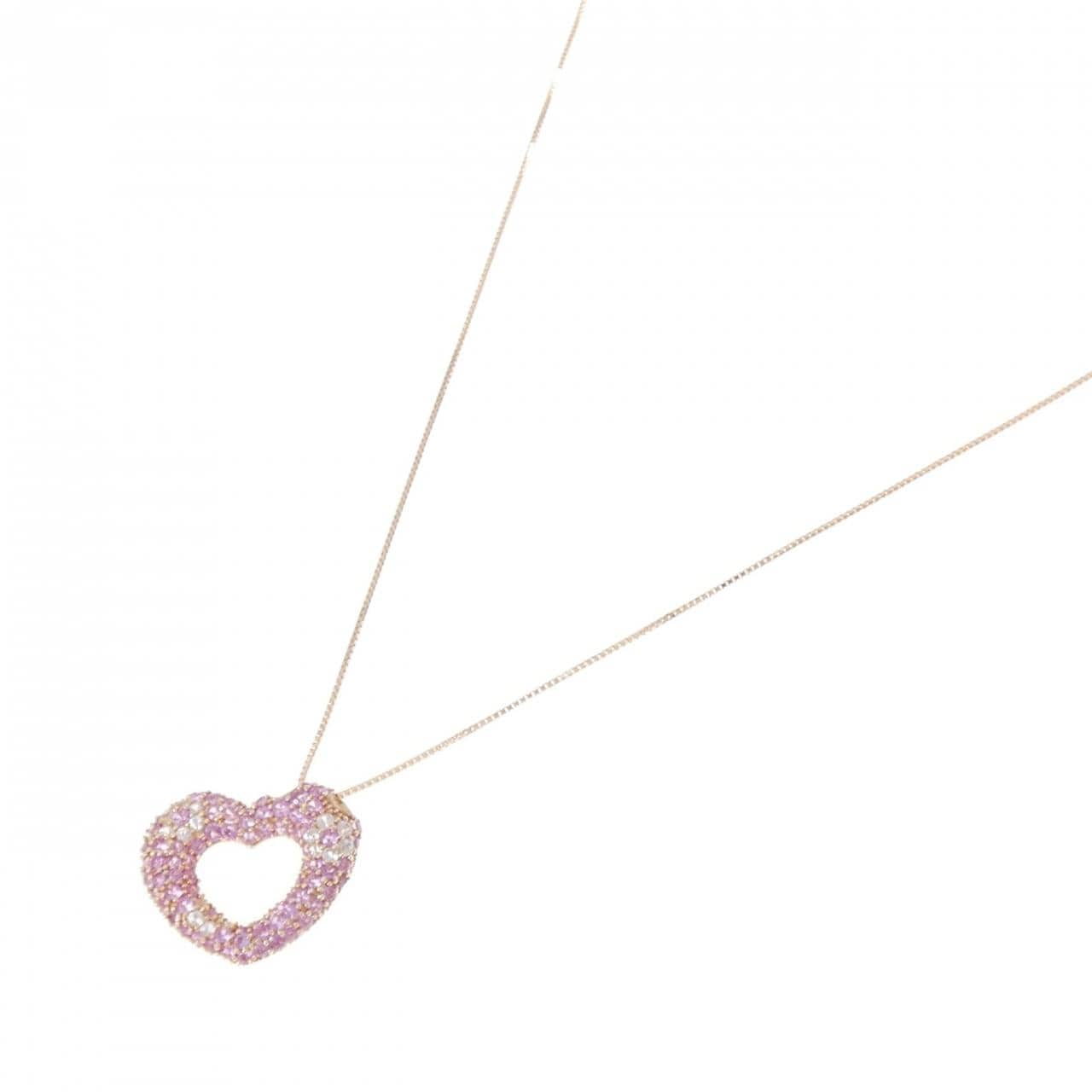 K18PG ハート サファイヤ ネックレス 1.55CT