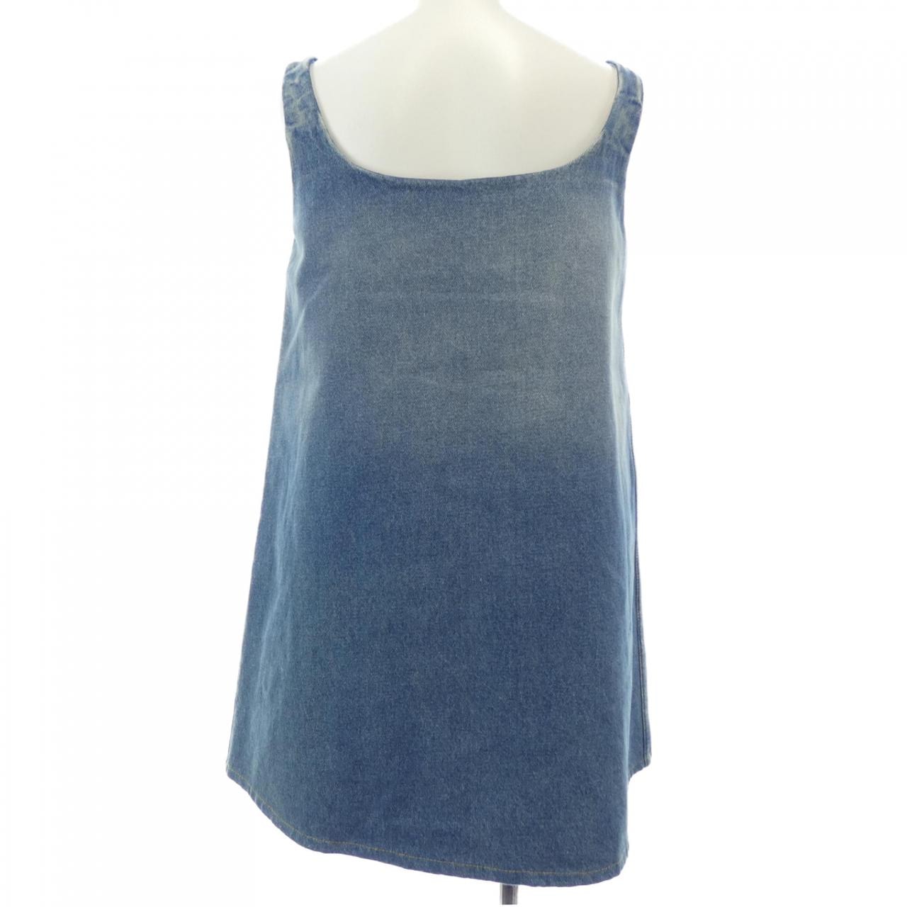 Prada PRADA有機牛仔迷你裙三角LOGO GFA122 S212 1ZAB連衣裙