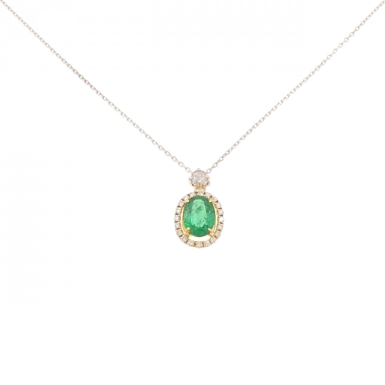 K18YG/K18WG エメラルド ネックレス 1.01CT