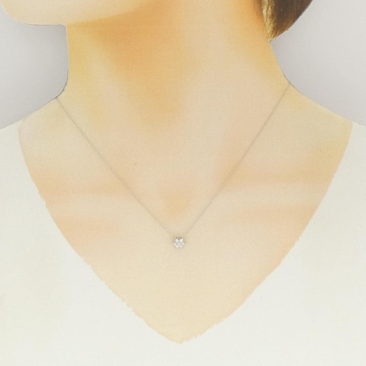 PT900/PT850 フラワー ダイヤモンド ネックレス 0.20CT