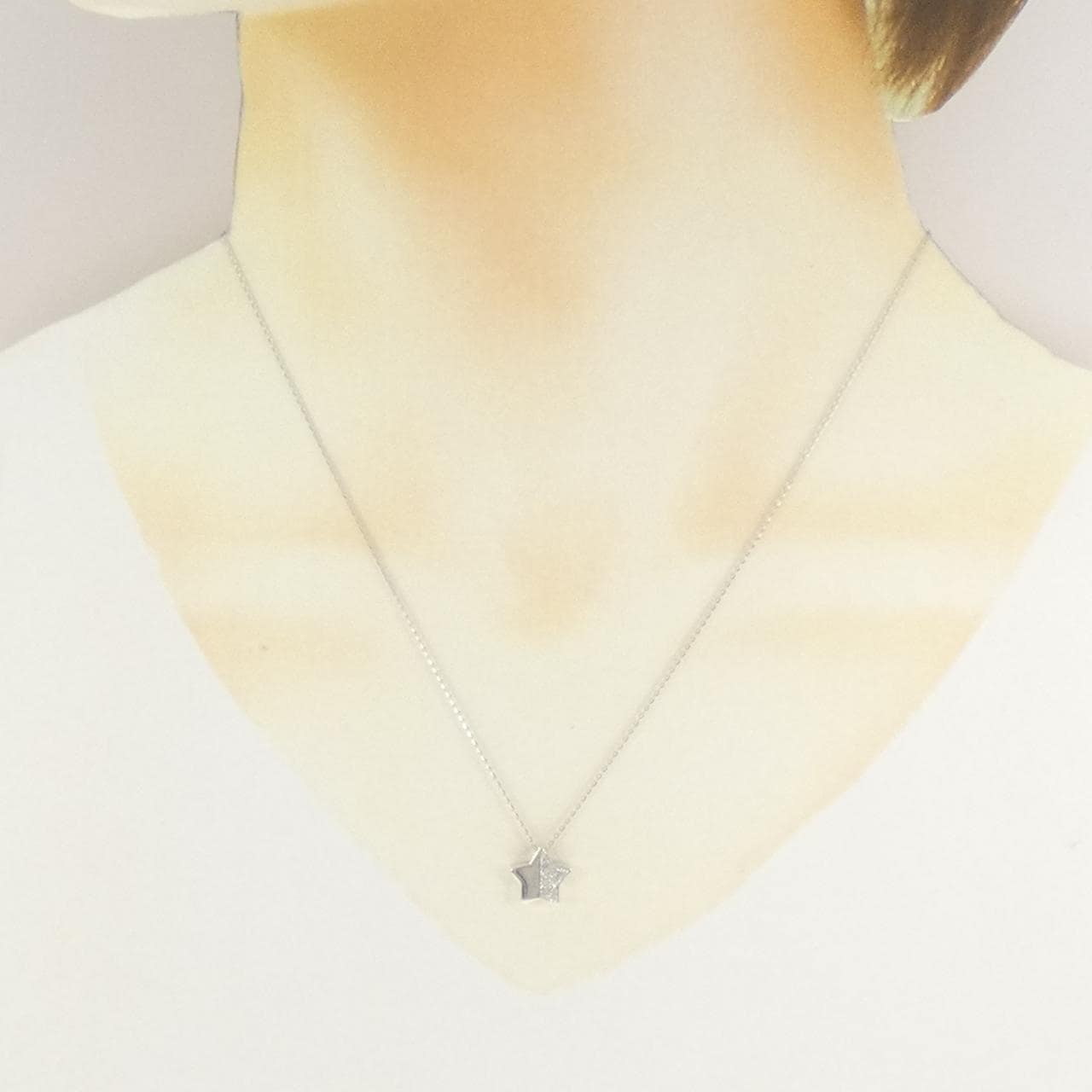 K18WG スター ダイヤモンド ネックレス 0.10CT