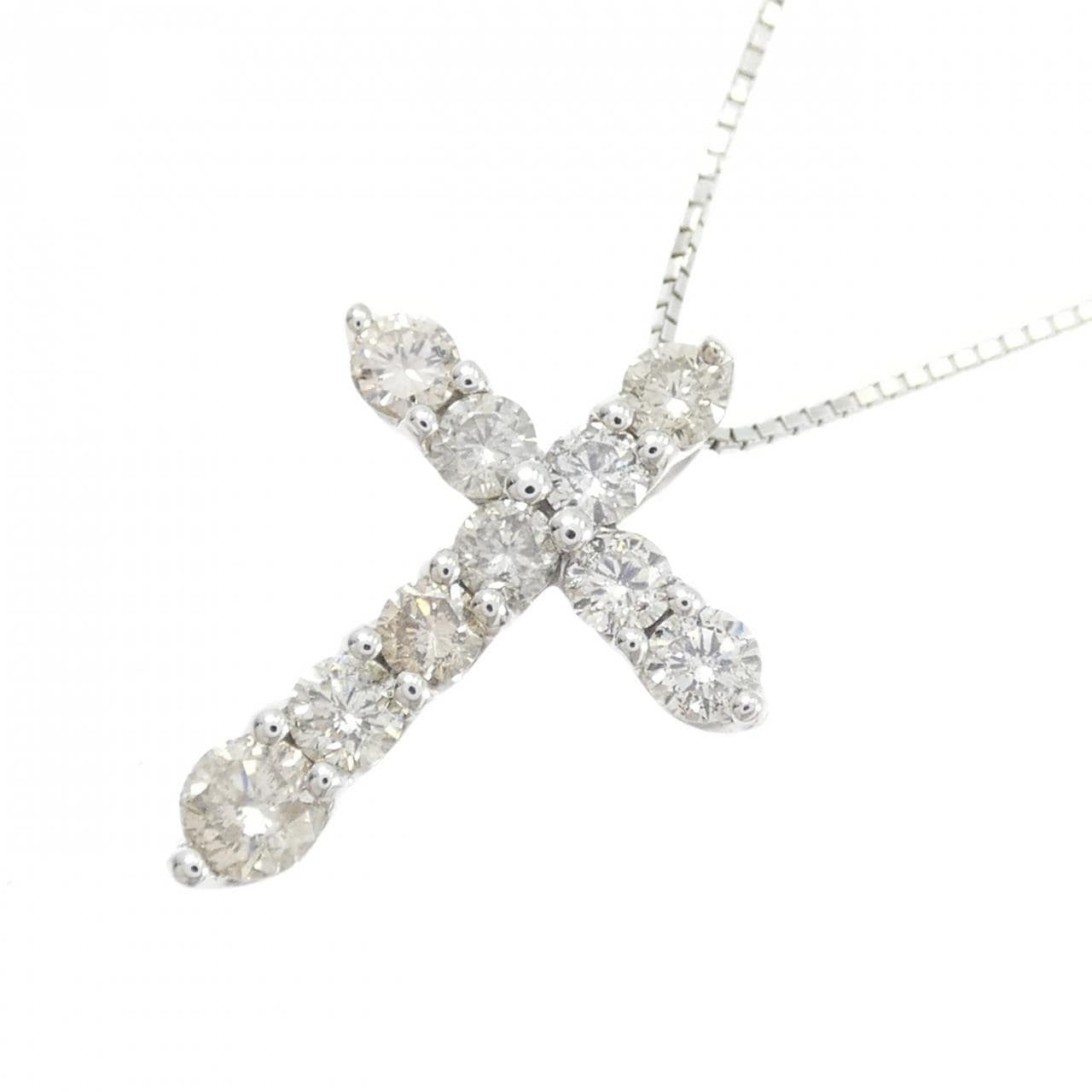 K18WG クロス ダイヤモンド ネックレス 1.00CT