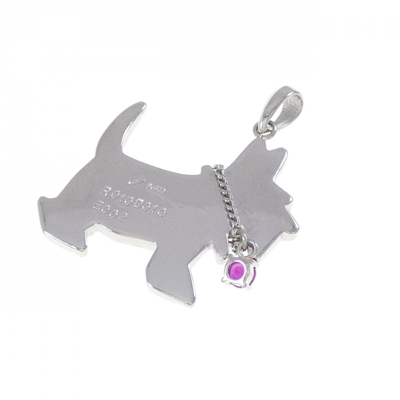 PT900 ドッグ カラーストーン ペンダント