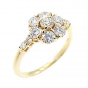 750YG フラワー ダイヤモンド リング 0.75CT