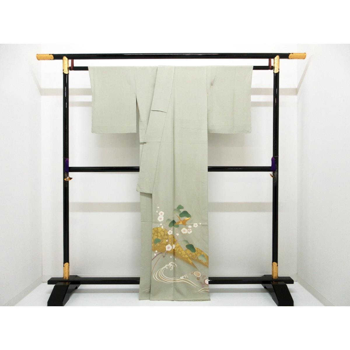 [未使用品] 单层、彩色和服、可作为正式和服使用、友禅金箔饰面、圆形紫藤、袖长 S 码