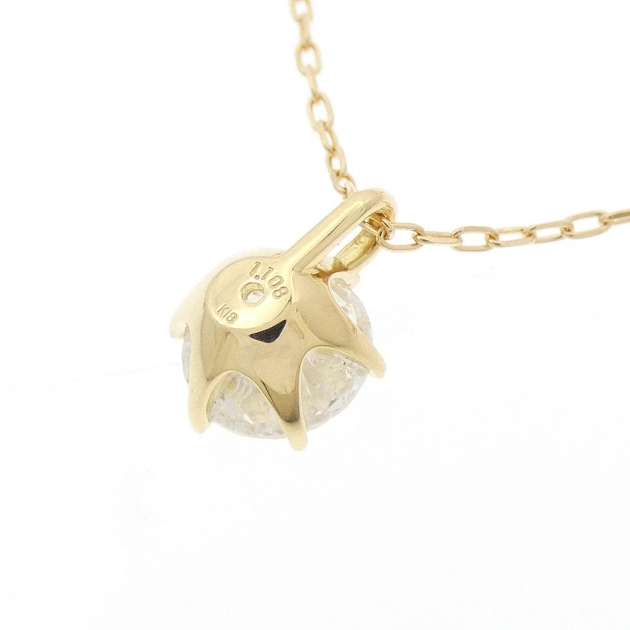 K18YG ソリティア ダイヤモンド ネックレス 1.108CT