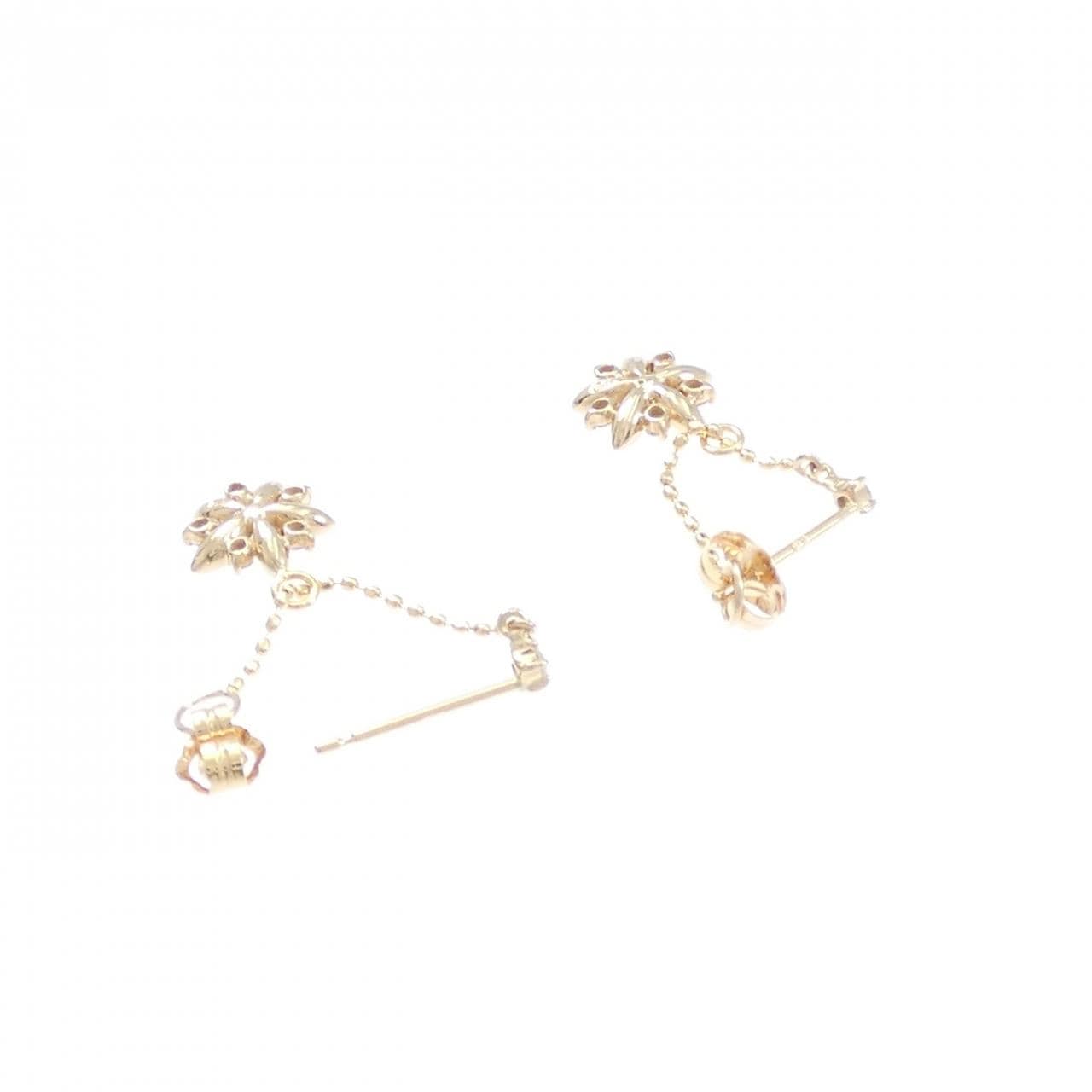 K18PG フラワー ダイヤモンド ピアス 0.12CT
