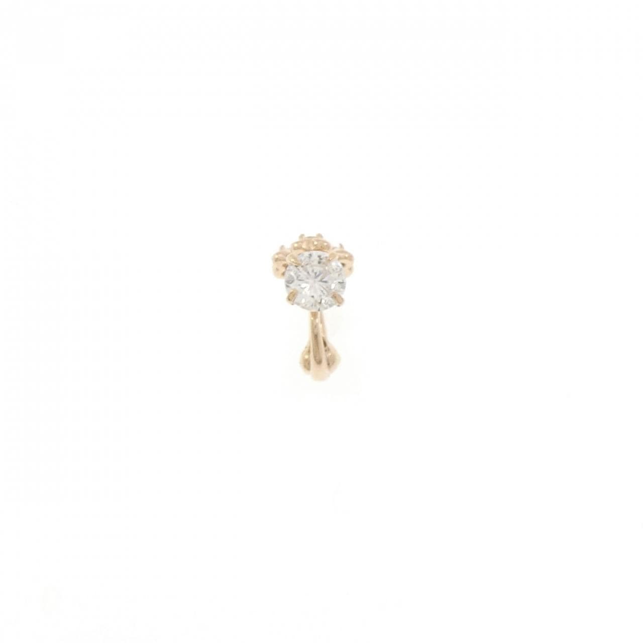 K18PG クローバー ダイヤモンド イヤリング 0.28CT 片耳