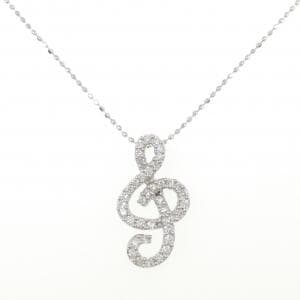 K18WG ト音記号 ダイヤモンド ネックレス 0.32CT