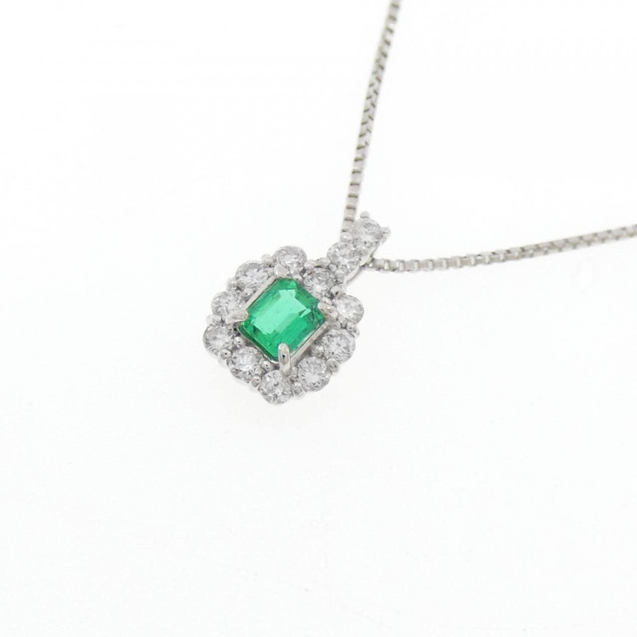 PT950/PT850 Emerald Necklace 0.08CT