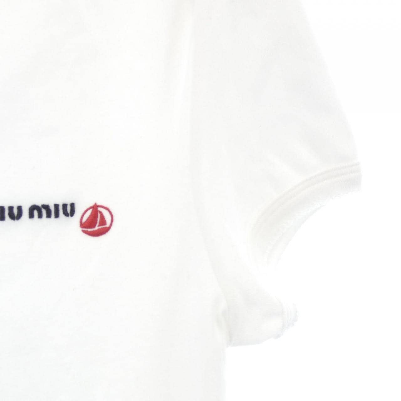 MIU MIU Miu Petit Bateau 弹力针织修身 T 恤 MJN563 SOOO 16J8 上衣