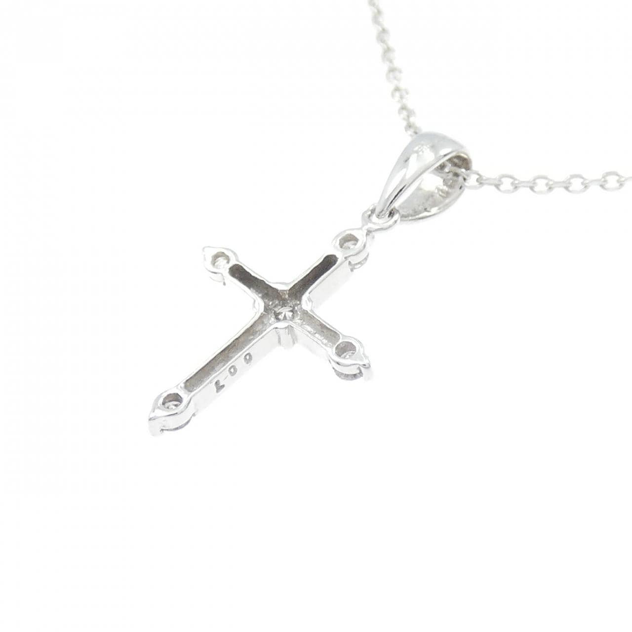 K18WG クロス ダイヤモンド ネックレス 0.07CT