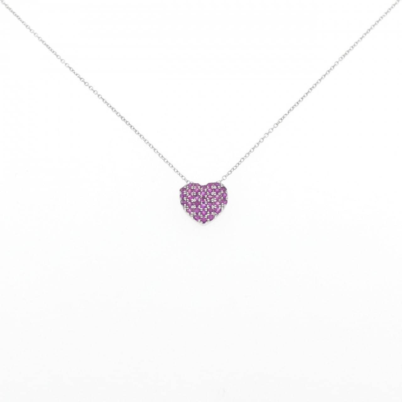 K18WG ハート ルビー ネックレス