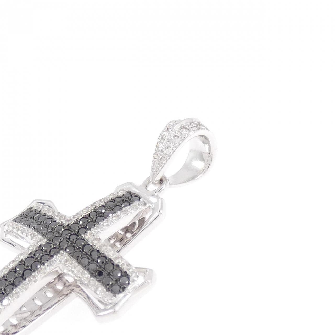K18WG クロス ダイヤモンド ペンダント 0.42CT