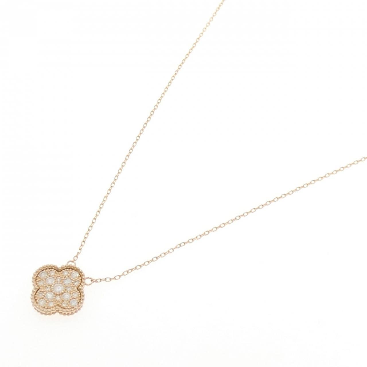 K18PG フラワー ダイヤモンド ネックレス 0.40CT