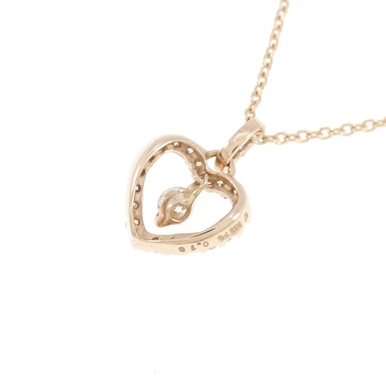 K18PG ハート ダイヤモンド ネックレス 0.18CT