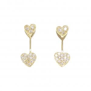 K18YG 2WAY ハート ダイヤモンド ピアス 0.24CT