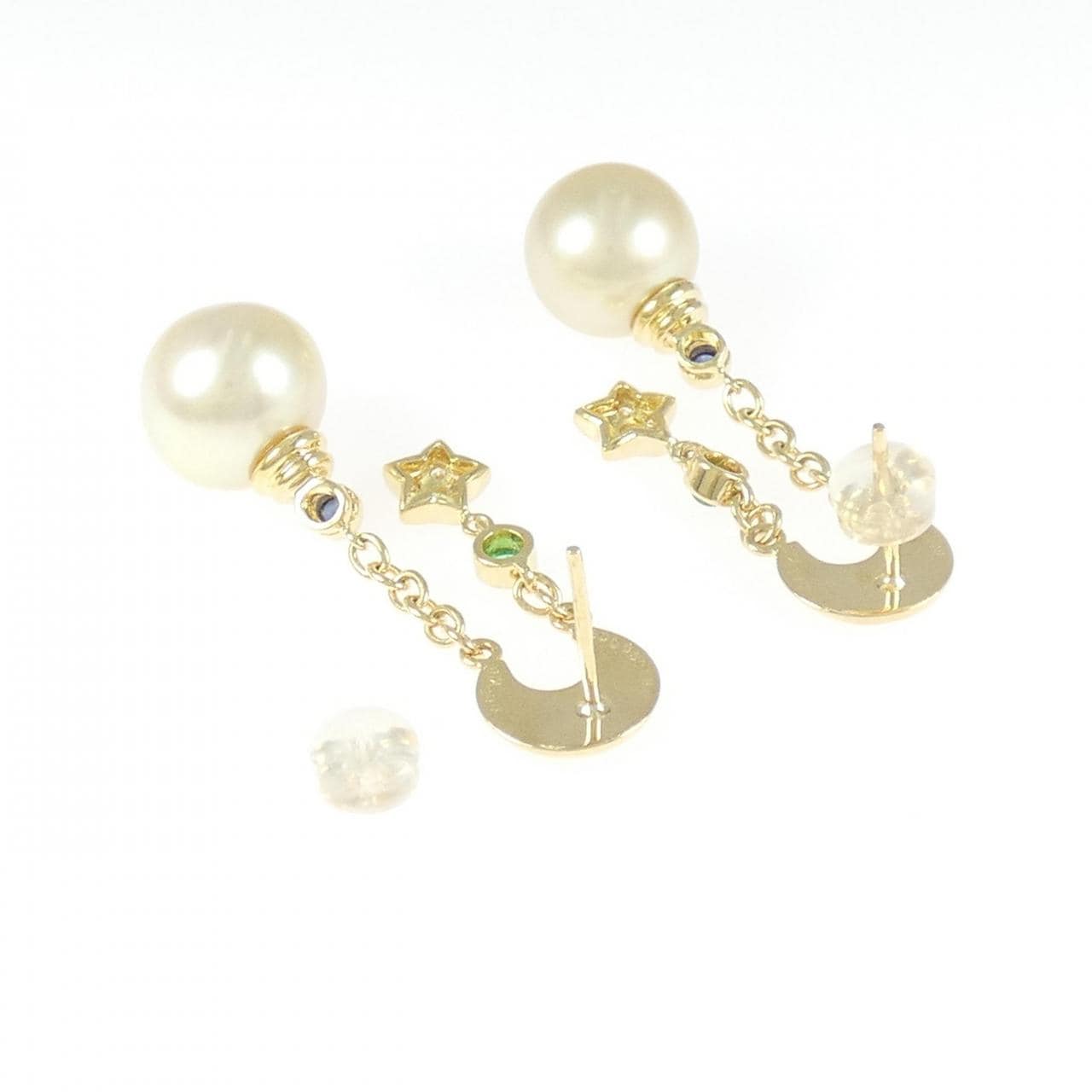 K18YG スター 白蝶パール ピアス 11.2mm