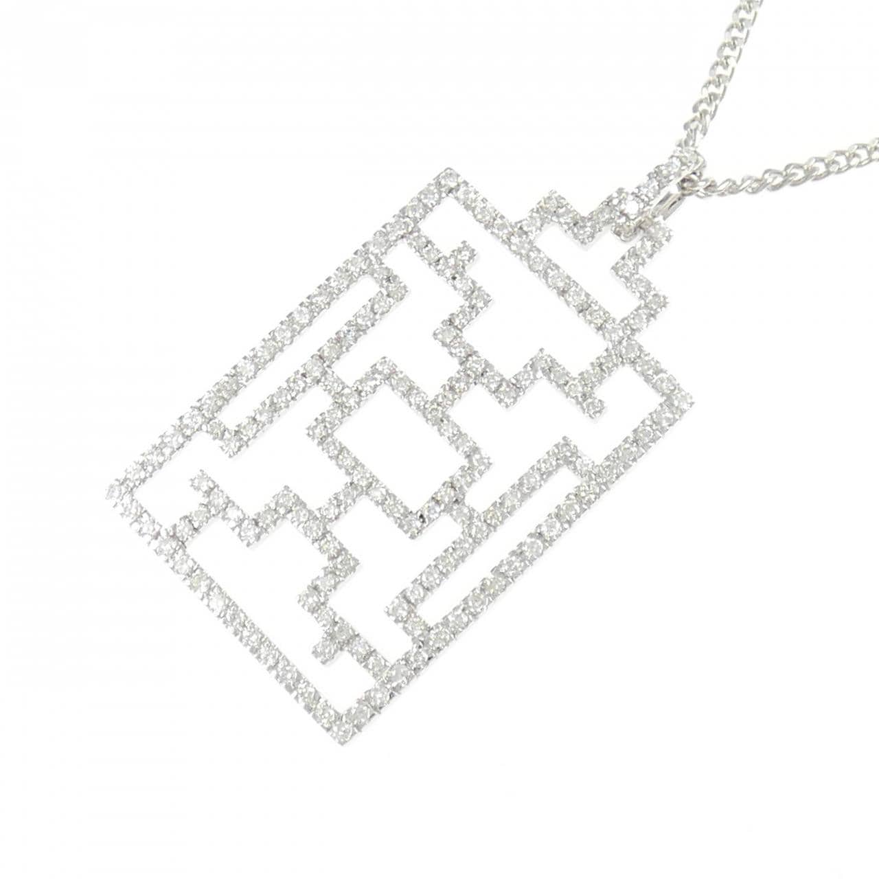 K18WG/PT850 ダイヤモンド ネックレス 1.50CT