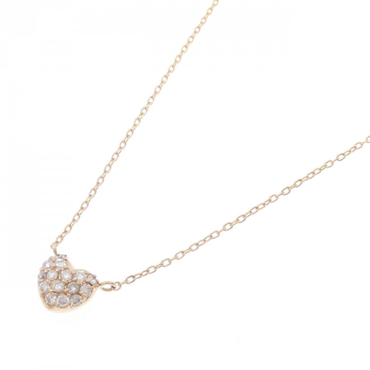 K18YG ハート パヴェ ダイヤモンド ネックレス 0.21CT