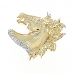 K18YG/PT ホース ダイヤモンド ペンダント 0.05CT