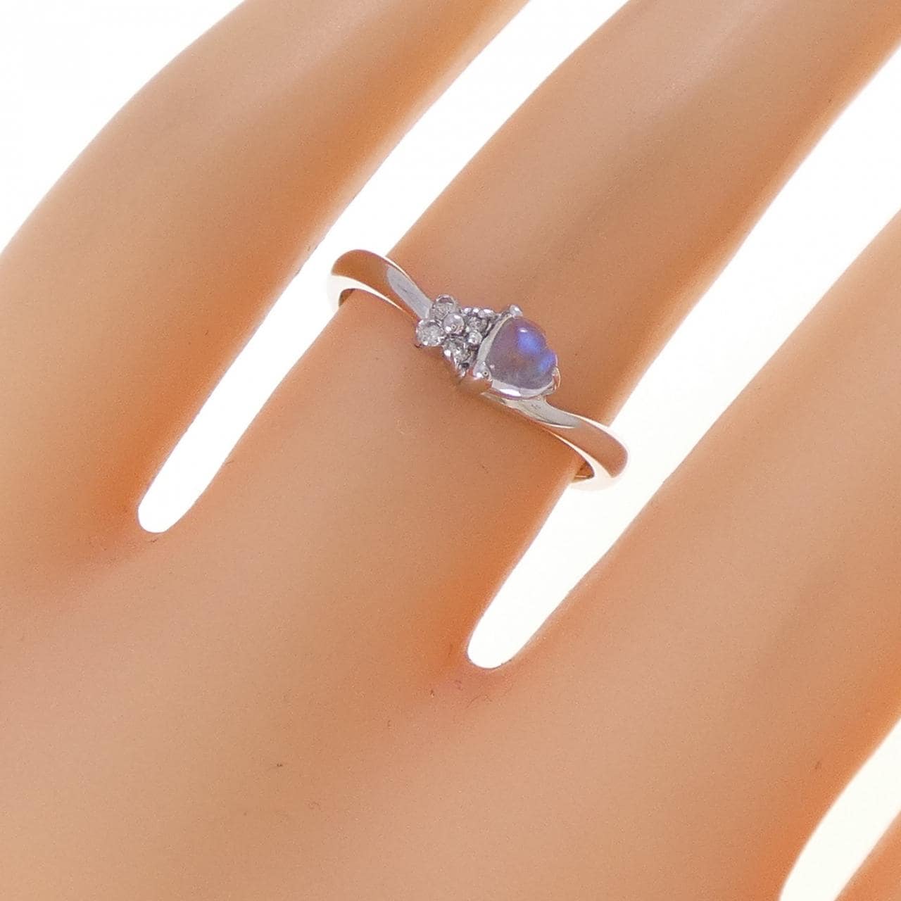 K14WG ハート ムーンストーン リング